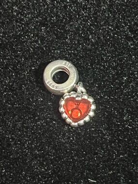 Pandora Stamped ALE Red Enamel Forever Red Heart Charm